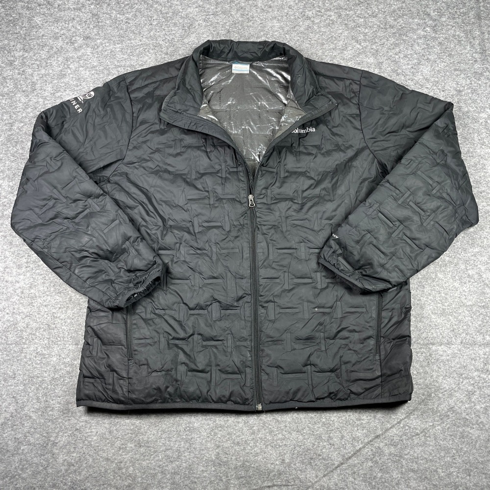 Columbia Puffer Jacket Mens XXL Black Omni-Heat 650 Fill Down Tanner Insulated